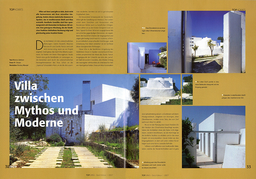 TOPLIVING - Gold Edition 1-07, gennaio 2007, Tophomes: Villa zwischen Mythos und Moderne, pp. 32-36